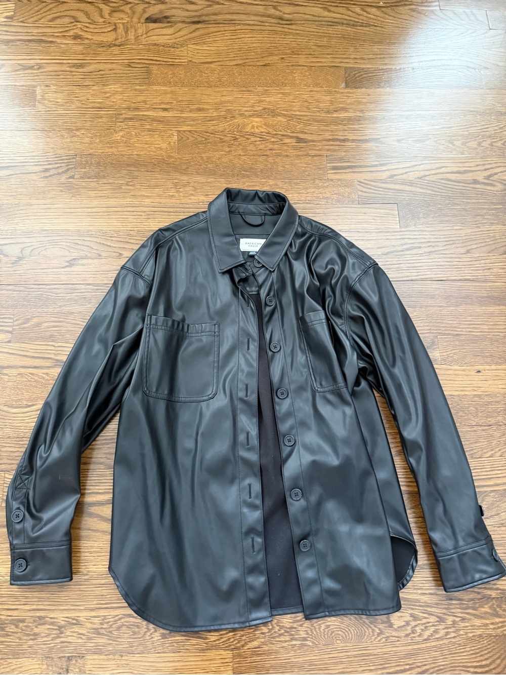 American Eagle Outfitters Black Faux Leather Shacket